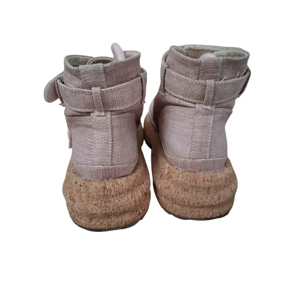 GAIA ESQ Eco Pink Hikers Canvas Adventure Boots Womens 7M Cork‎ Chunky Platform